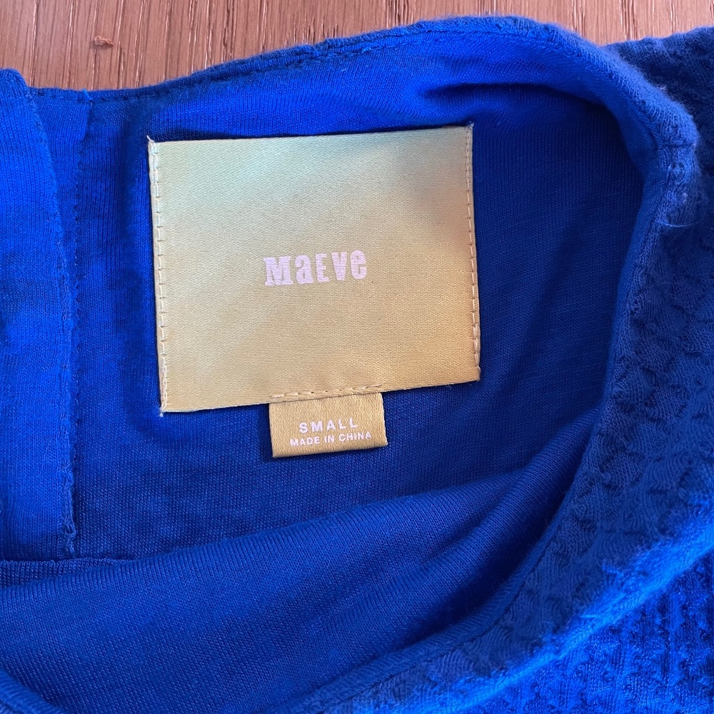 Maeve Anthropologie Textured Blue Dress Small - Picture 7 of 9